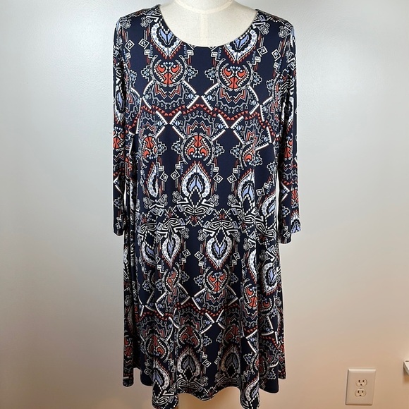 Karen Kane Geo Print Maggie Trapeze Mini‎ Dress Women's Size Medium - Picture 1 of 12